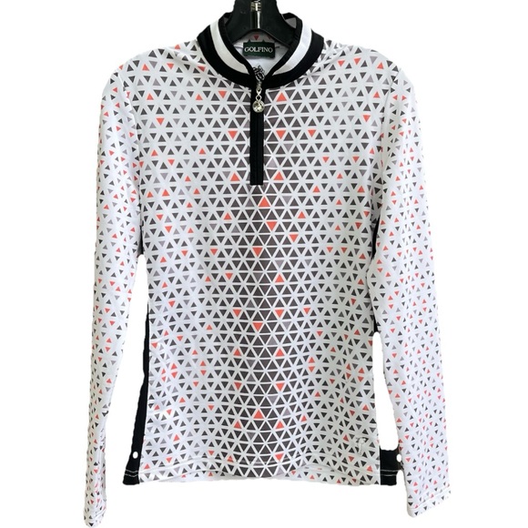 Golfino Tops - Golfino Women XS/S Printed Techno Stretch‎ Toyer LS Zip Golf Activewear 1330224